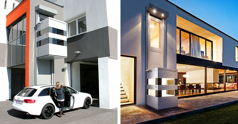 Große Nachfrage - Barrierefreier Wohnraum 2 Fotos: unterfahrbarer Homelift an der Außenwand