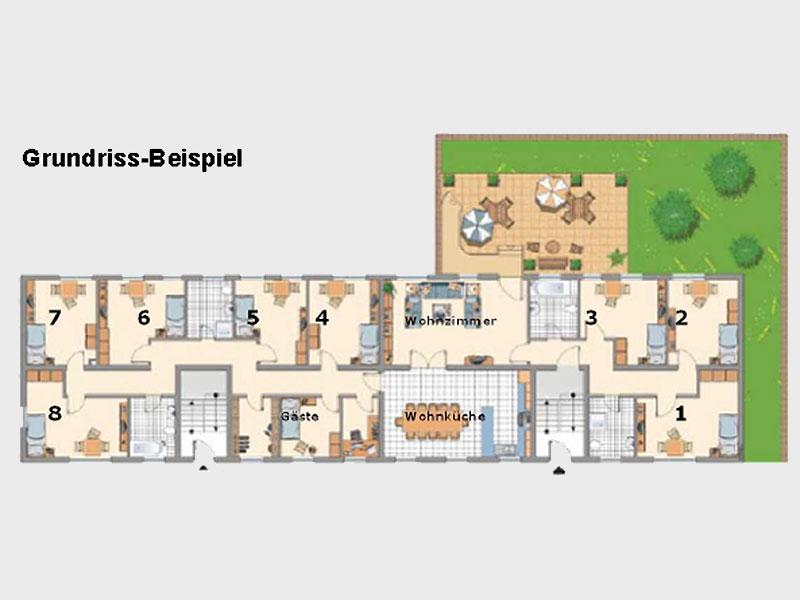 Quelle Autonomia GmbH Grundriss einer Wohngemeinschaft für Demenzkranke