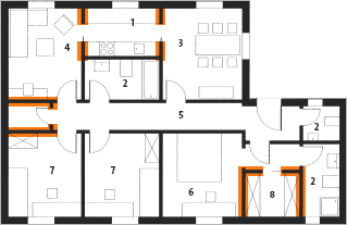 Wohnungsgrundriss mit 2 Kindern Wohnungsgrundriss mit 2 Kindern