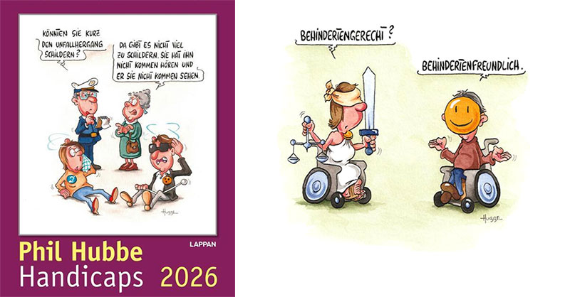 Kalender 2026 Titelbild des Kalenders Handicaps 2026 mit Cartoon