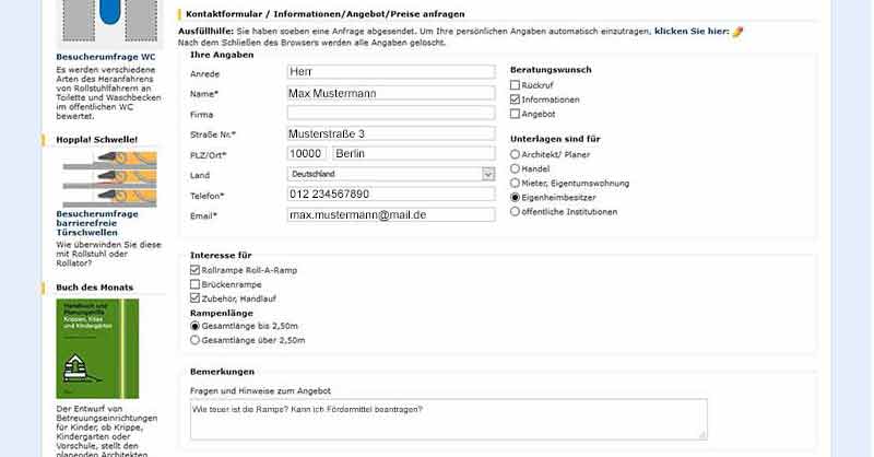 So funktioniert nullbarriere.de Anfrage per Kontaktfprmular