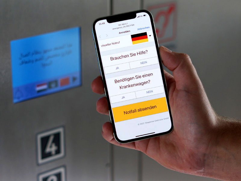 Anzeige der Notruf-App auf dem Handydisplay